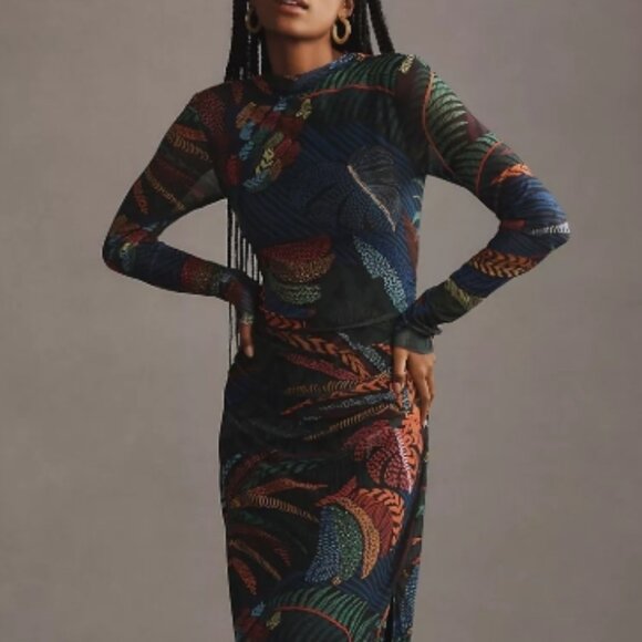 FARM Rio Dresses & Skirts - NWT FARM Rio Amazonia Night Rainforest Long Sleeve Bodycon Dress S $230